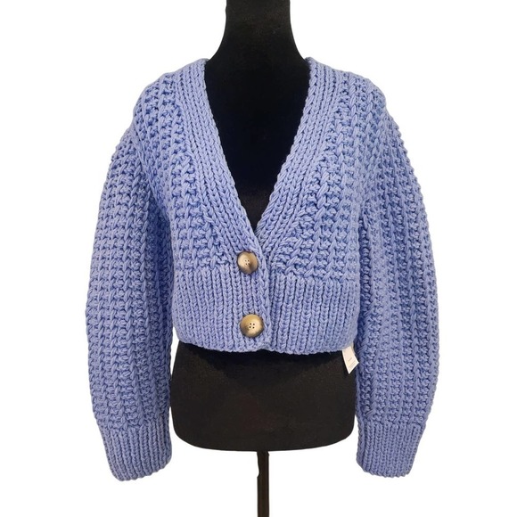NWT Anna October Sabina Chunky‎ Crop Knit Cardigan with Buttons Size M - Picture 2 of 10